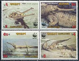 Бангладеш, Гавиал, WWF, 1990, 4 марки